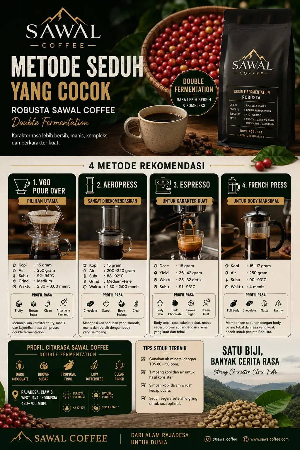 Menyeduh Robusta Double Fermentation