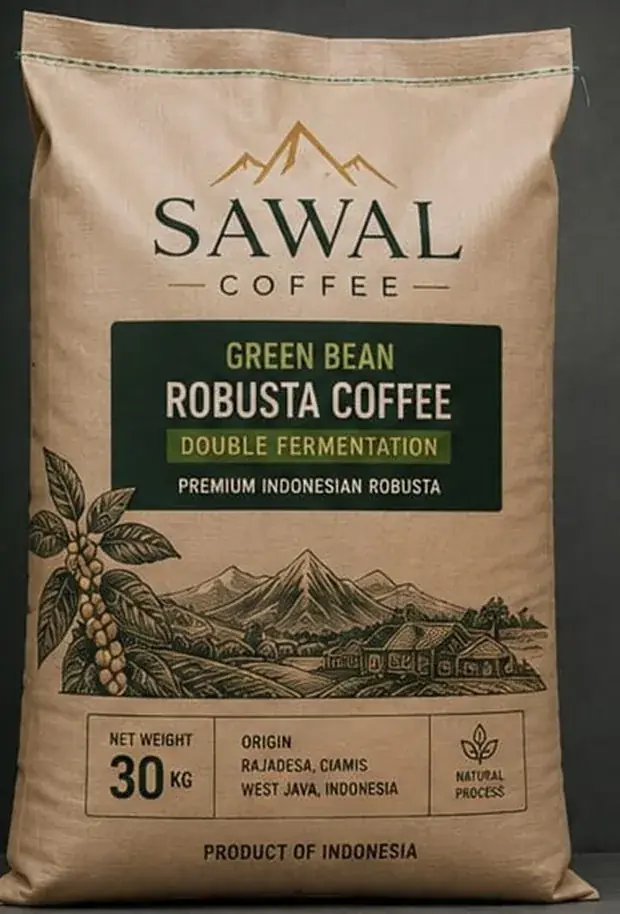 Sawal Coffee green bean Robusta 30 KG export packaging